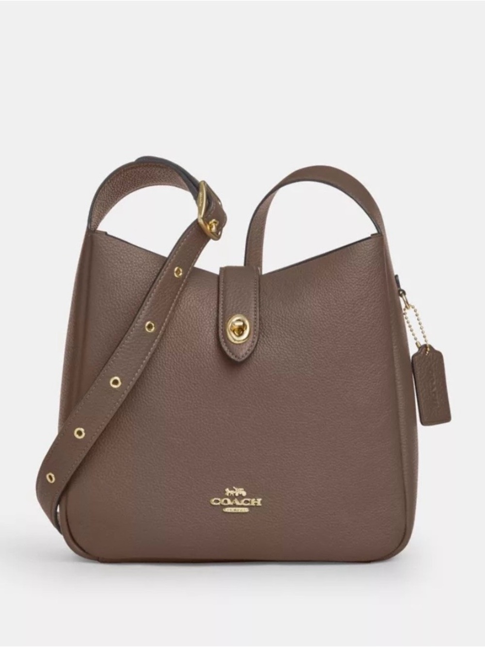 Coach Hadley Convertible Crossbody Bag Dark Stone Pebble Leather - Picture 2 of 11